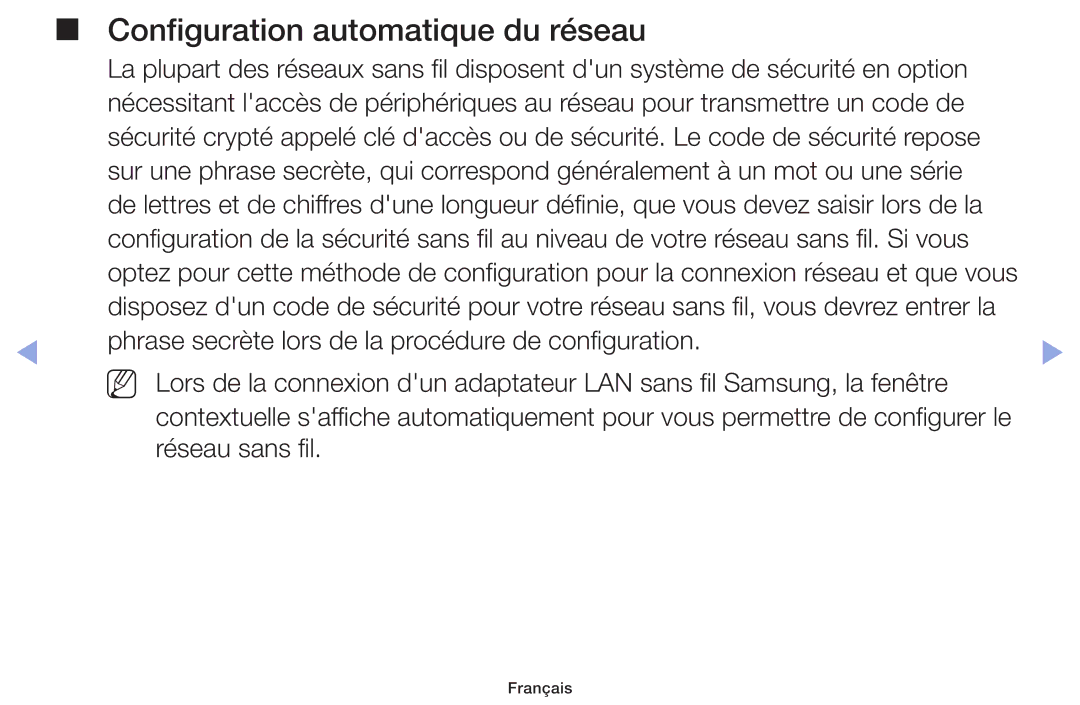 Samsung UE60F6100AWXZF, UE32F6100AWXZF, UE55F6100AWXZF, UE40F6100AWXZF, UE50F6100AWXZF Configuration automatique du réseau 