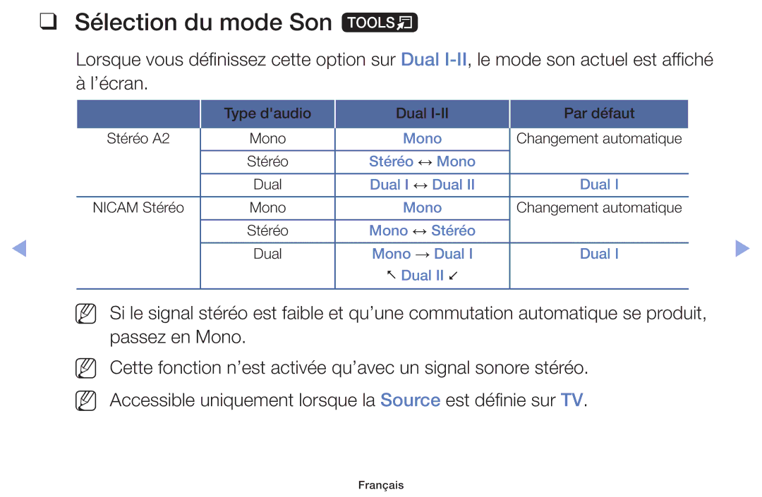 Samsung UE19F4000AWXZF, UE60F6100AWXZF, UE32F6100AWXZF, UE55F6100AWXZF, UE40F6100AWXZF manual Sélection du mode Son t, Nn Nn 