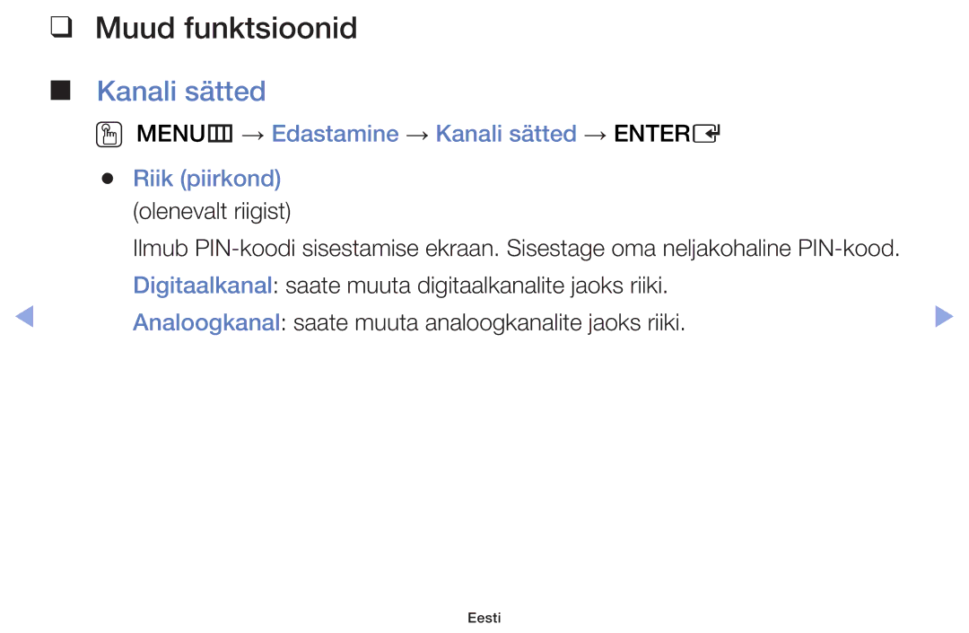 Samsung UE46F6100AWXBT, UE60F6170SSXZG, UE22F5000AWXBT, UE19F4000AWXBT, UE55F6100AWXBT manual Muud funktsioonid, Kanali sätted 