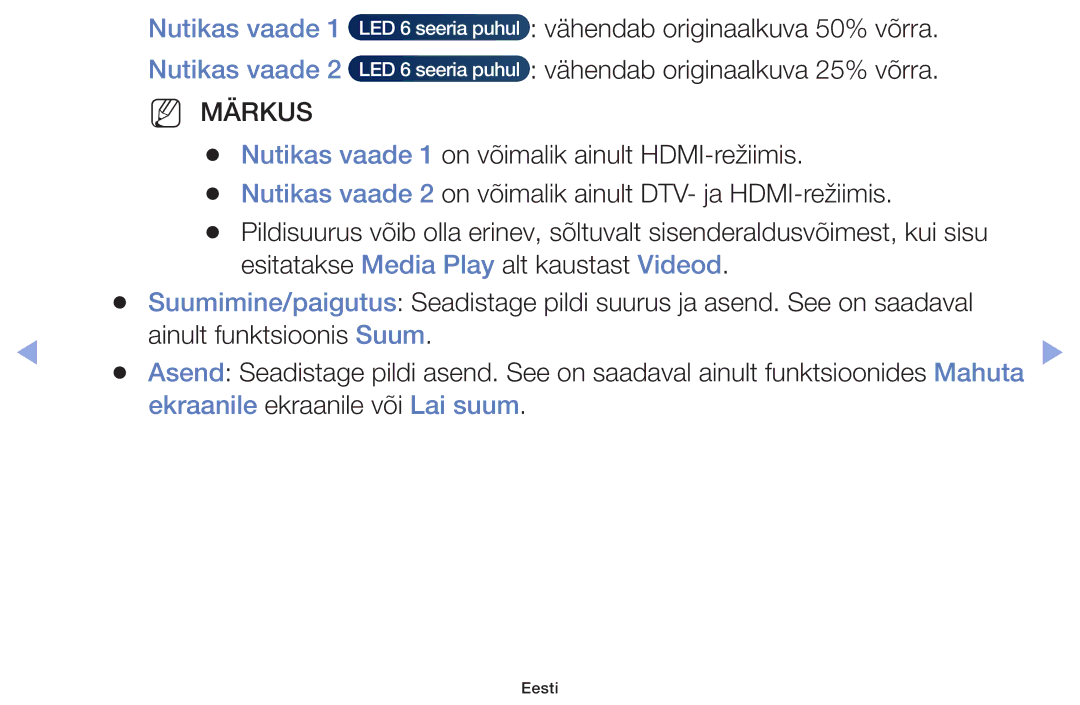 Samsung UE46F6100AWXBT, UE60F6170SSXZG, UE22F5000AWXBT manual Nutikas vaade 1 Nutikas vaade, Ekraanile ekraanile või Lai suum 