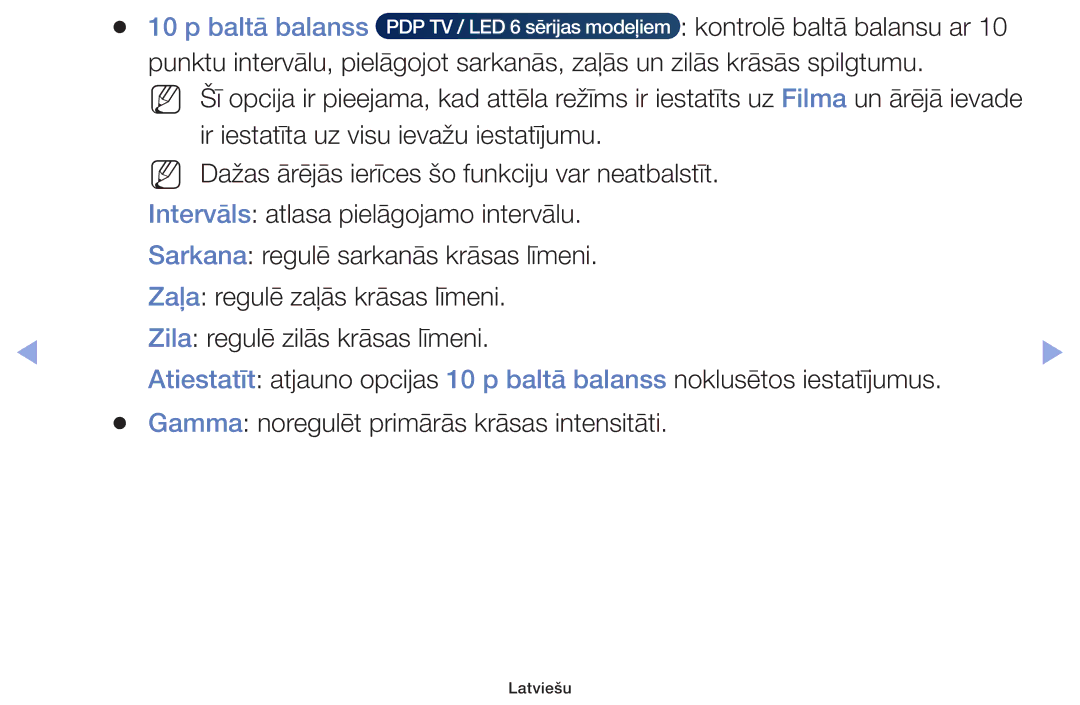 Samsung UE32F6100AWXBT, UE60F6170SSXZG, UE22F5000AWXBT, UE19F4000AWXBT, UE55F6100AWXBT, UE28F4000AWXBT manual Baltā balanss 