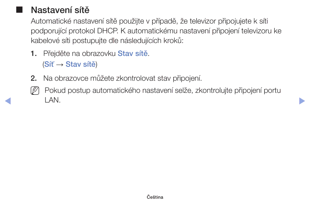 Samsung UE40F6100AWXZF, UE60F6170SSXZG, UE32F6100AWXZF, UE55F6100AWXZF, UE22F5000AWXZF, UE46F6100AWXZF manual Nastavení sítě 
