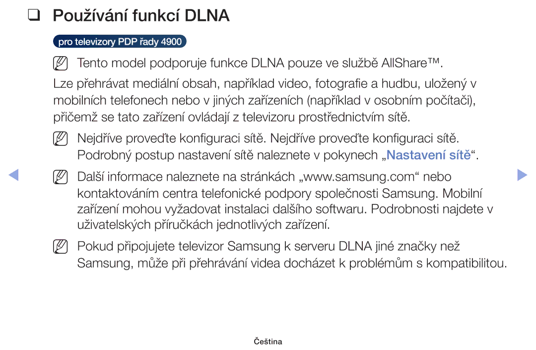 Samsung UE19F4000AWXBT, UE60F6170SSXZG, UE32F6100AWXZF, UE55F6100AWXZF, UE40F6100AWXZF, UE22F5000AWXZF Používání funkcí Dlna 