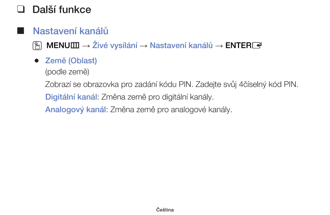 Samsung UE32F6100AWXZF, UE60F6170SSXZG, UE55F6100AWXZF, UE40F6100AWXZF, UE22F5000AWXZF manual Další funkce, Nastavení kanálů 