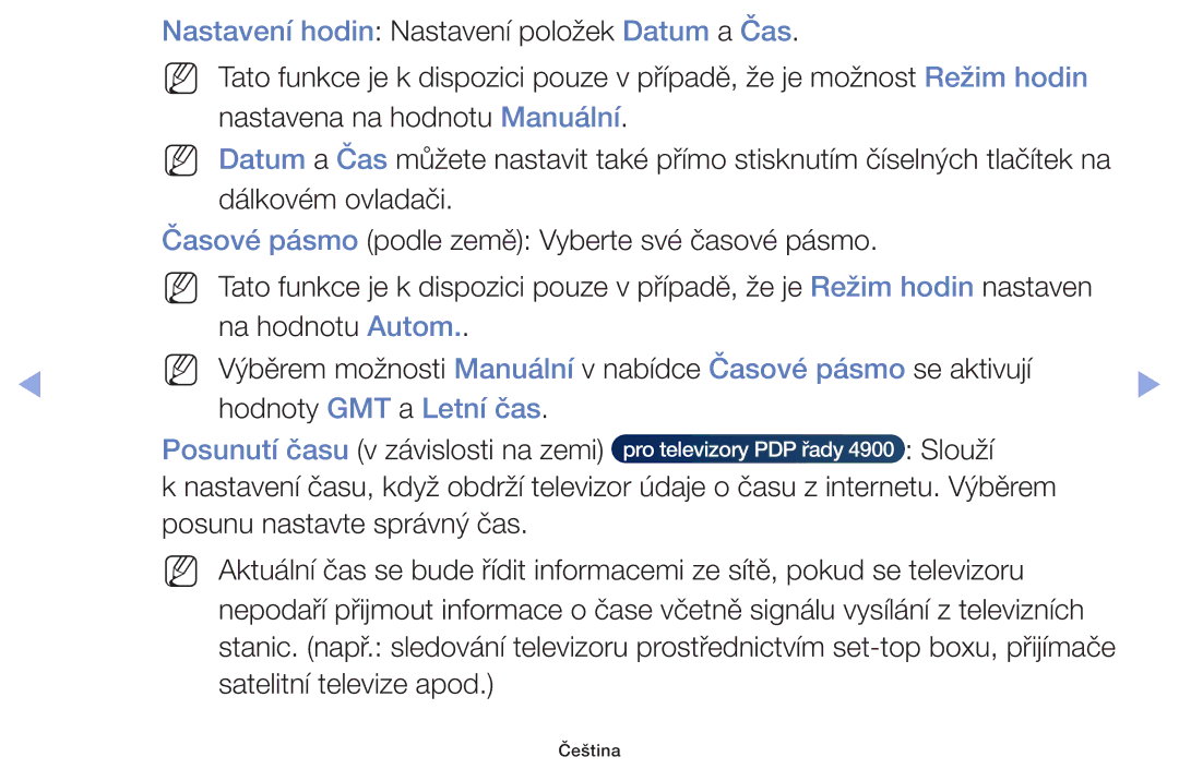 Samsung UE50F6170SSXXH, UE60F6170SSXZG manual Nastavení hodin Nastavení položek Datum a Čas, Hodnoty GMT a Letní čas 