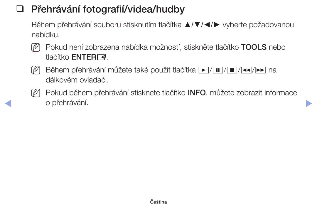 Samsung UE32F6100AWXZF, UE60F6170SSXZG, UE55F6100AWXZF, UE40F6100AWXZF, UE22F5000AWXZF manual Přehrávání fotografií/videa/hudby 