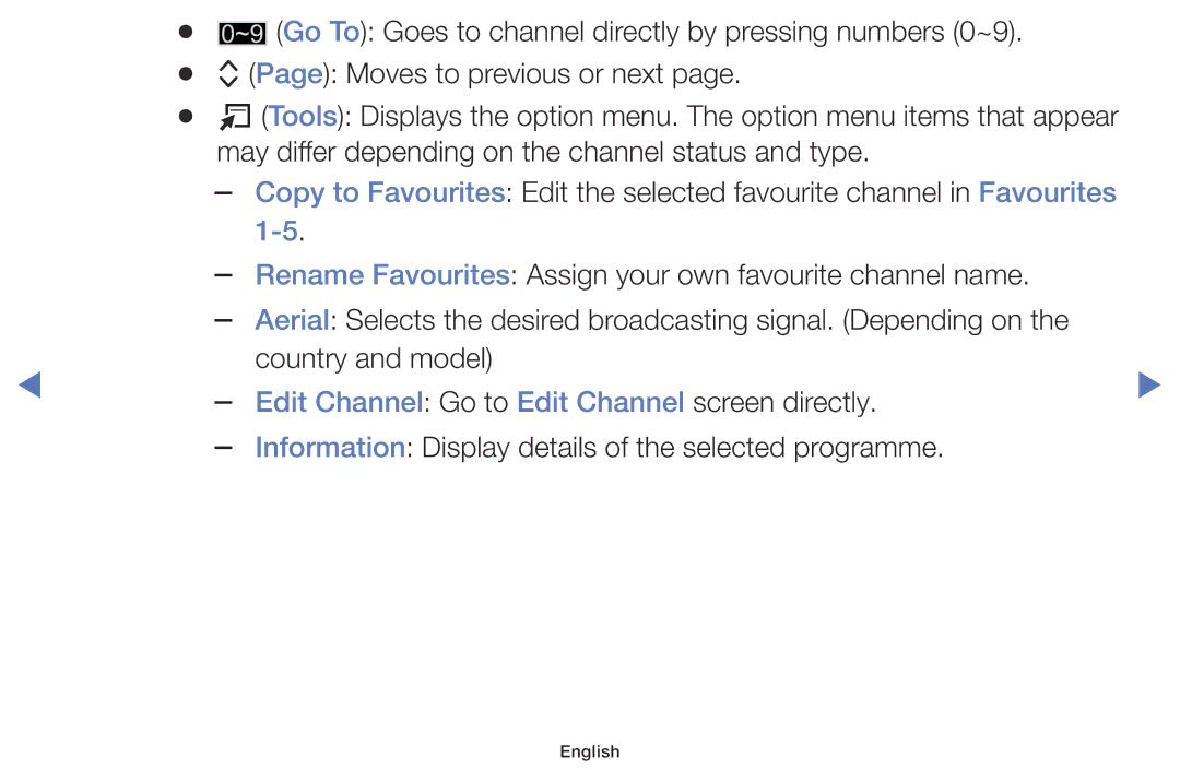 Samsung UE55J5170ASXZG, UE60J6150ASXZG, UE40J5170ASXZG, UE32J4100AWXXH manual Edit Channel Go to Edit Channel screen directly 