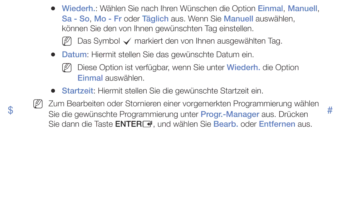 Samsung UE32J5100AWXXH, UE60J6150ASXZG, UE40J5170ASXZG manual Sa So, Mo Fr oder Täglich aus. Wenn Sie Manuell auswählen 