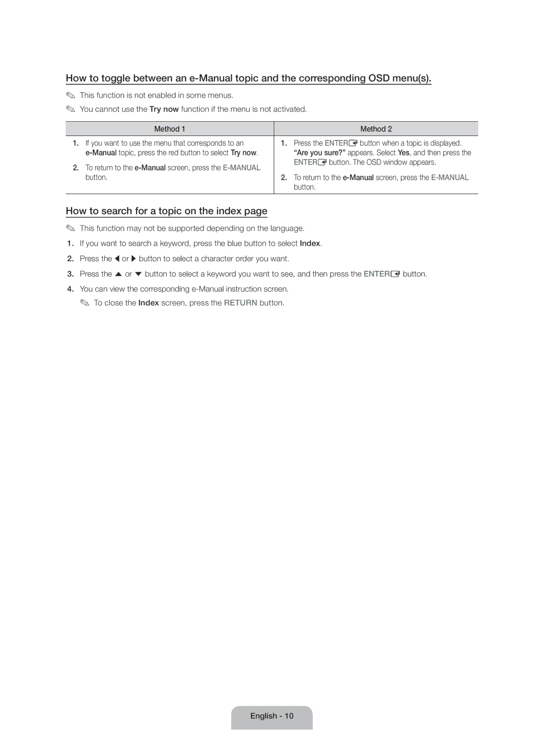 Samsung UE50J6175AUXXE manual How to search for a topic on the index, Entere button. The OSD window appears, Button 