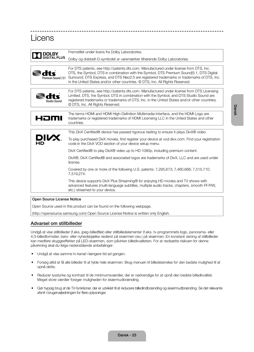 Samsung UE55J6175AUXXE, UE60J6175AUXXE, UE50J6175AUXXE manual Licens 