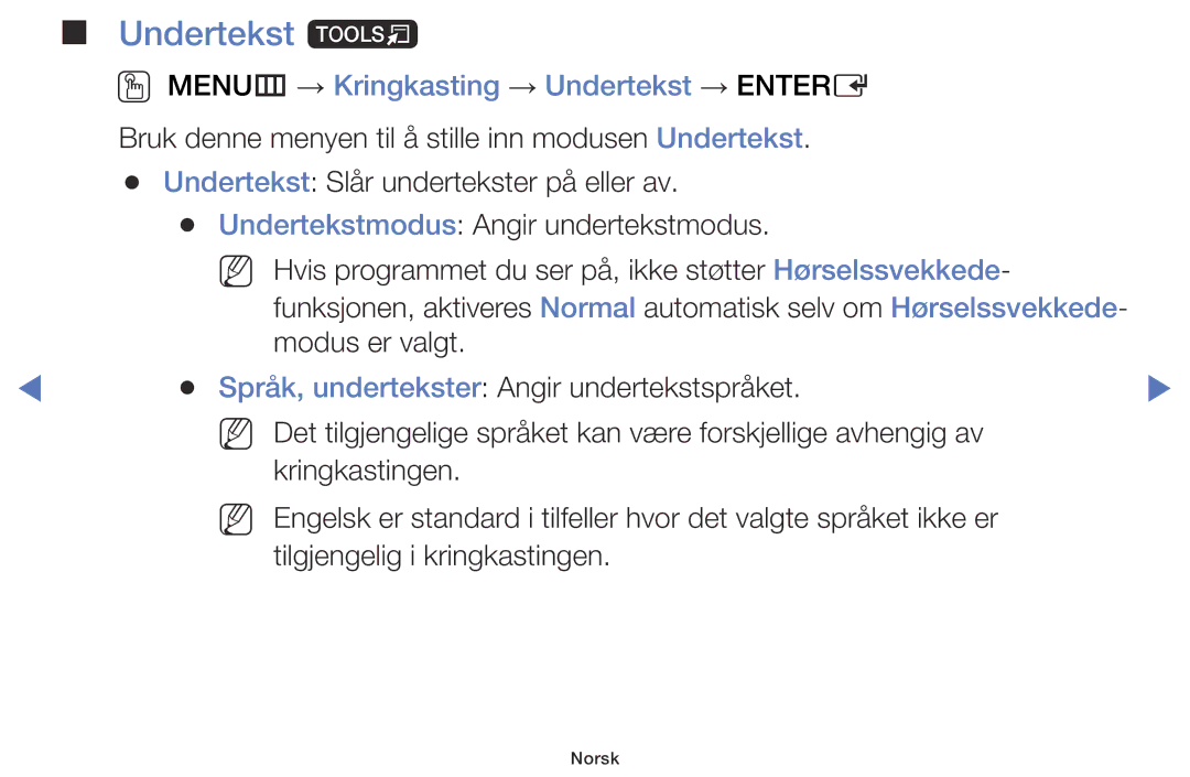 Samsung UE40J5005AKXXE, UE60J6175AUXXE, UE55J5105AKXXE manual Undertekst t, OO MENUm → Kringkasting → Undertekst → Entere 