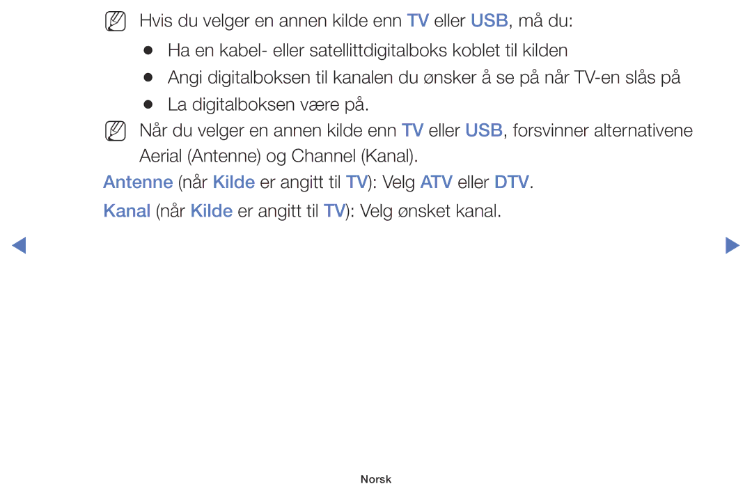 Samsung UE32J5005AKXXE, UE60J6175AUXXE, UE55J5105AKXXE, UE40J5005AKXXE, UE48J5005AKXXE manual Norsk 