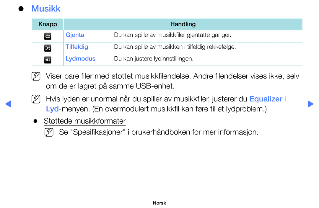 Samsung UE48J5005AKXXE, UE60J6175AUXXE, UE55J5105AKXXE, UE32J5005AKXXE, UE40J5005AKXXE manual Musikk 