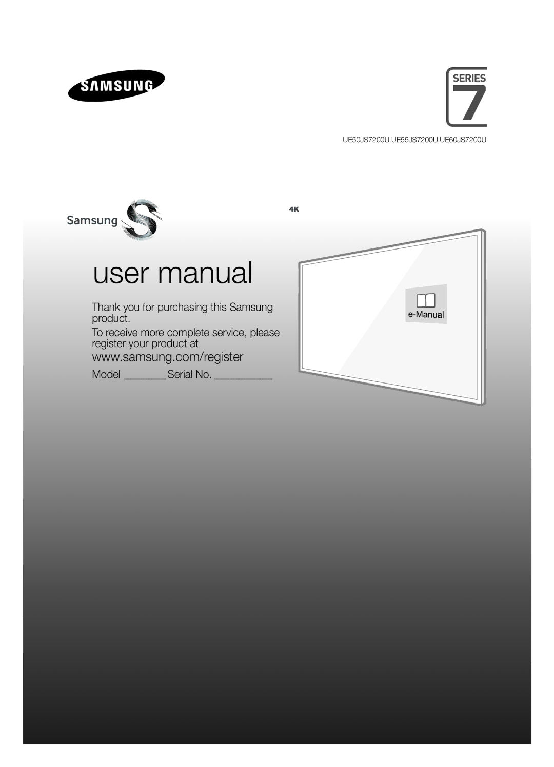 Samsung UE60JS7200UXRU, UE50JS7200UXRU, UE55JS7200UXRU manual UE50JS7200U UE55JS7200U UE60JS7200U 