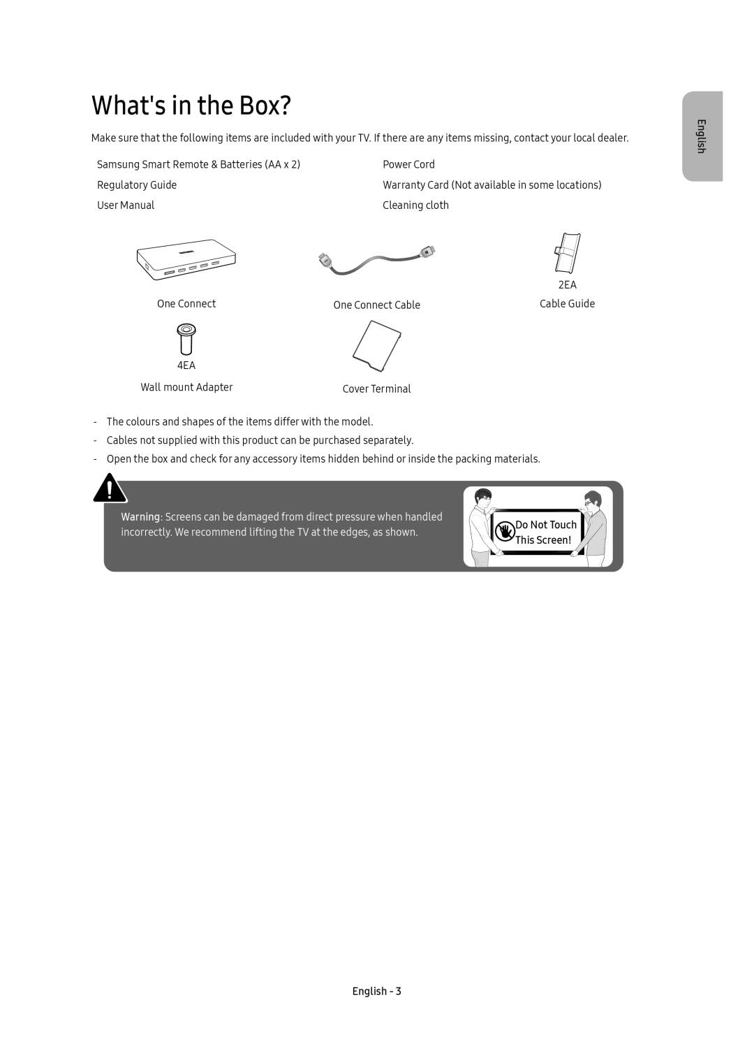 Samsung UE60KS8000UXSQ manual Whats in the Box?, Cleaning cloth 