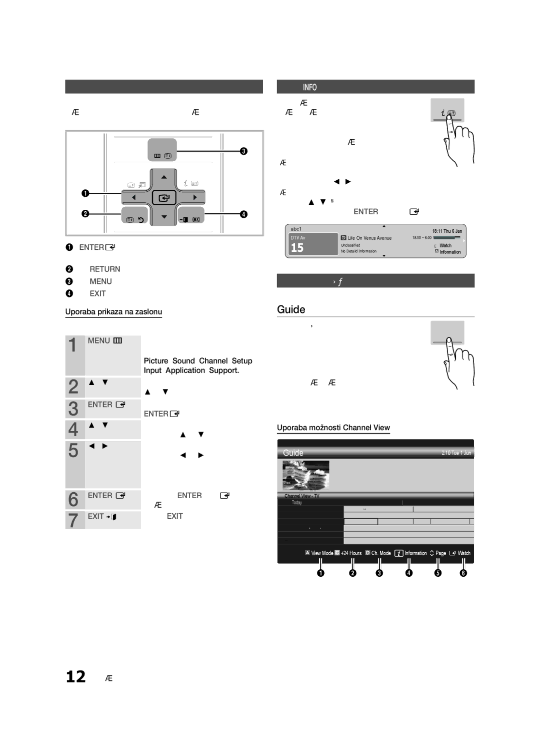 Samsung UE65C8000XWXXH, UE65C8000XWXXC manual Osnovne funkcije, Krmarjenje po menijih, Načrtovanje gledanja 