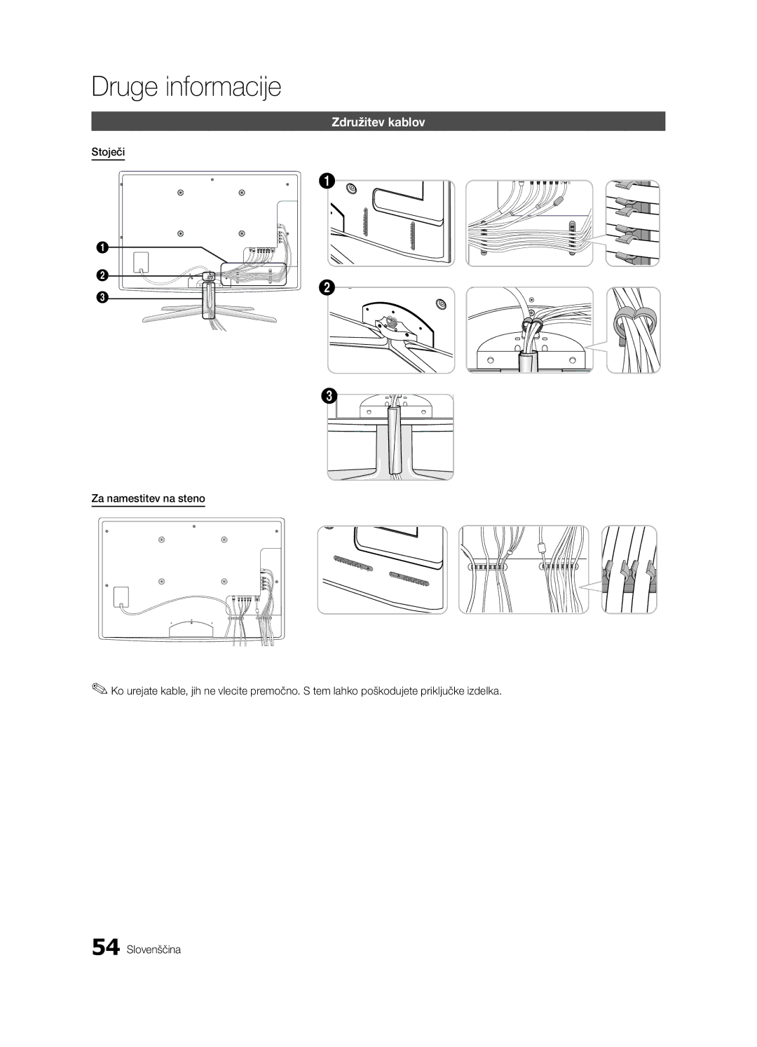 Samsung UE65C8000XWXXH, UE65C8000XWXXC manual Združitev kablov 