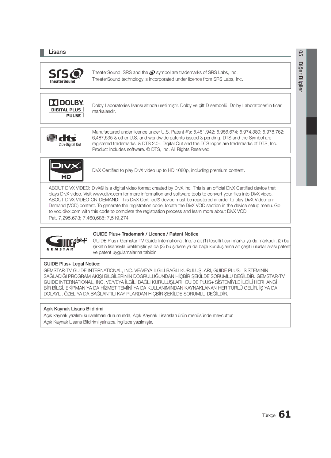 Samsung UE65C8000XWXXC, UE65C8000XWXXH manual Lisans 