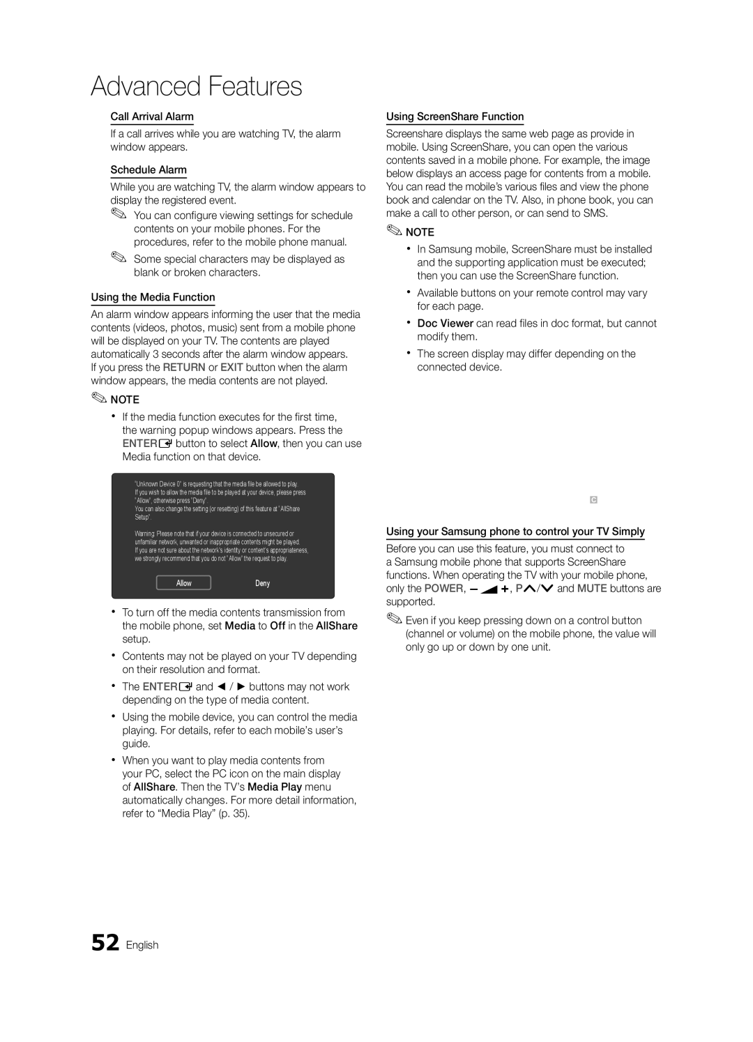 Samsung UE65C8000XWXXH, UE65C8000XWXXC manual My Mobile 