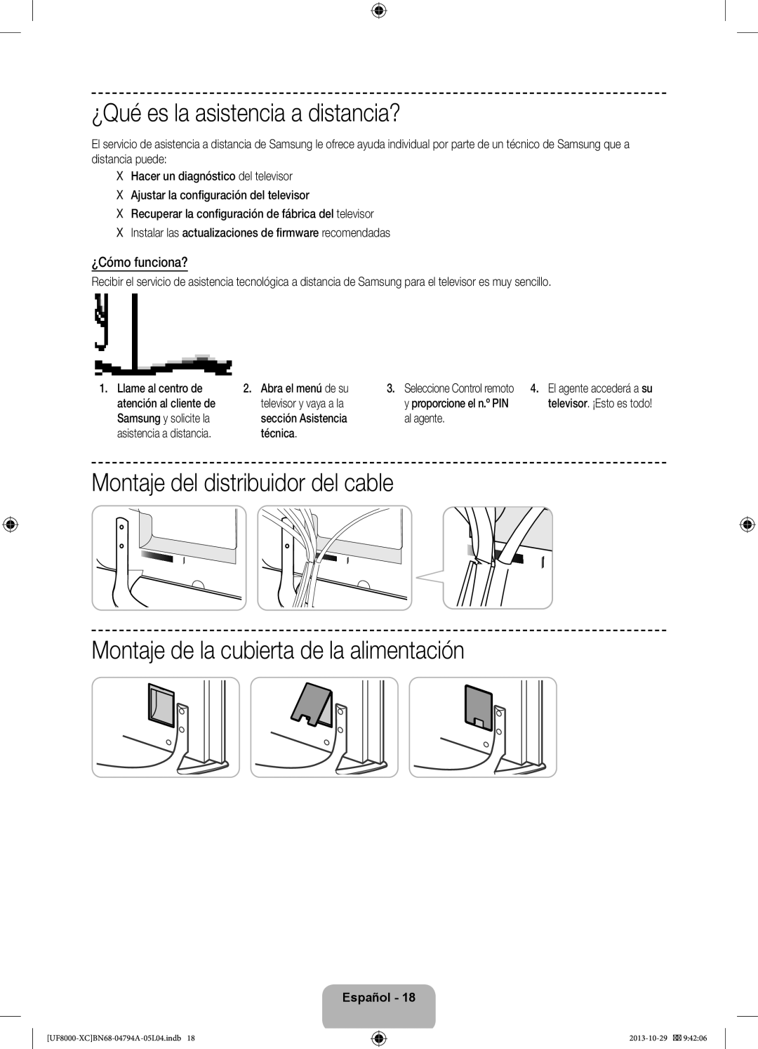 Samsung UE65F8000SLXXC ¿Qué es la asistencia a distancia?, ¿Cómo funciona?, Atención al cliente de Televisor y vaya a la 