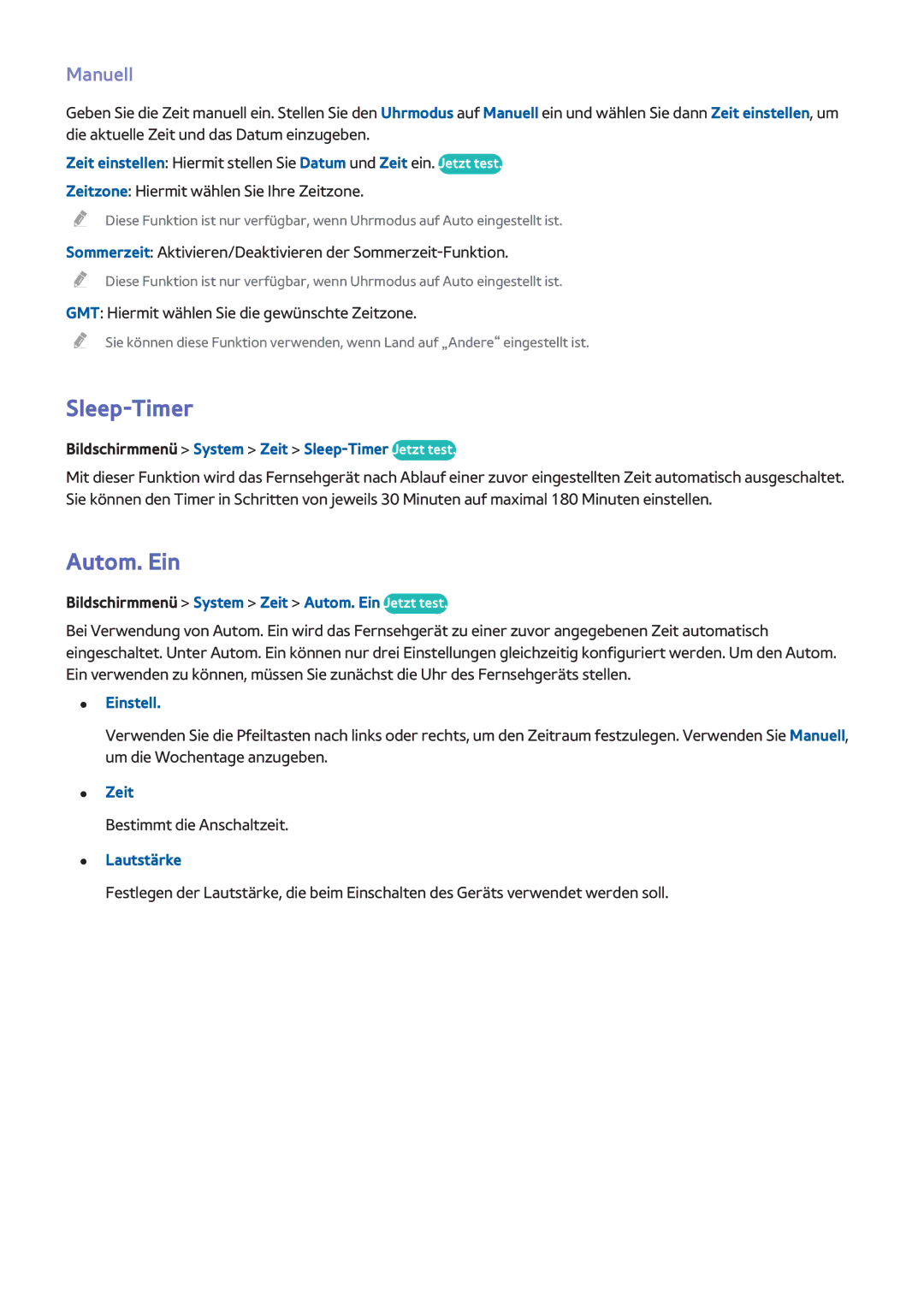 Samsung UE65F9090SLXZG, UE65F9000SLXXC, UE40F7090SLXZG, UE55F7090SLXZG, UE55F7000SLXTK manual Sleep-Timer, Autom. Ein, Manuell 