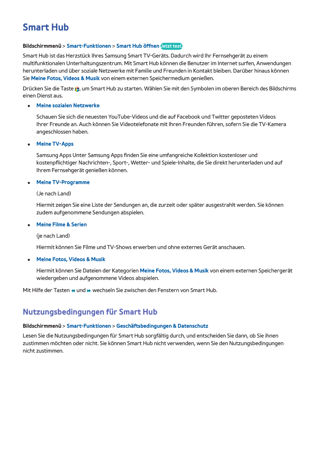 Samsung UE55F7000SLXZF, UE65F9000SLXXC, UE40F7090SLXZG, UE55F7090SLXZG, UE55F7000SLXTK Nutzungsbedingungen für Smart Hub 