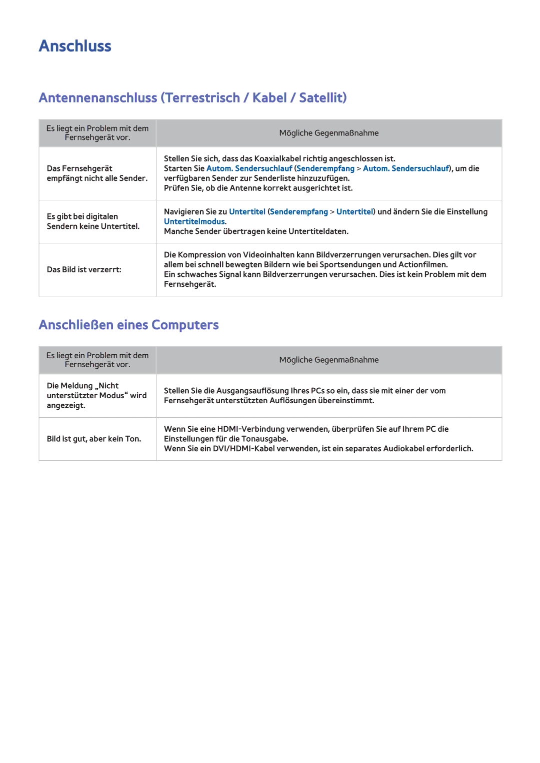 Samsung UE55F7090SLXZG manual Anschluss, Antennenanschluss Terrestrisch / Kabel / Satellit, Anschließen eines Computers 