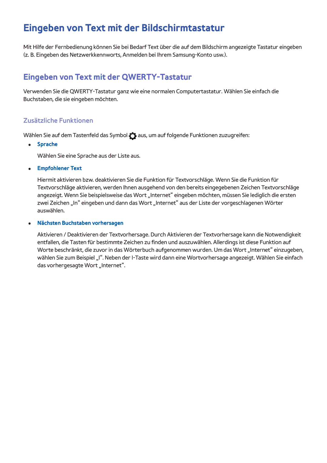 Samsung UE46F8000SLXZF manual Eingeben von Text mit der Bildschirmtastatur, Eingeben von Text mit der QWERTY-Tastatur 