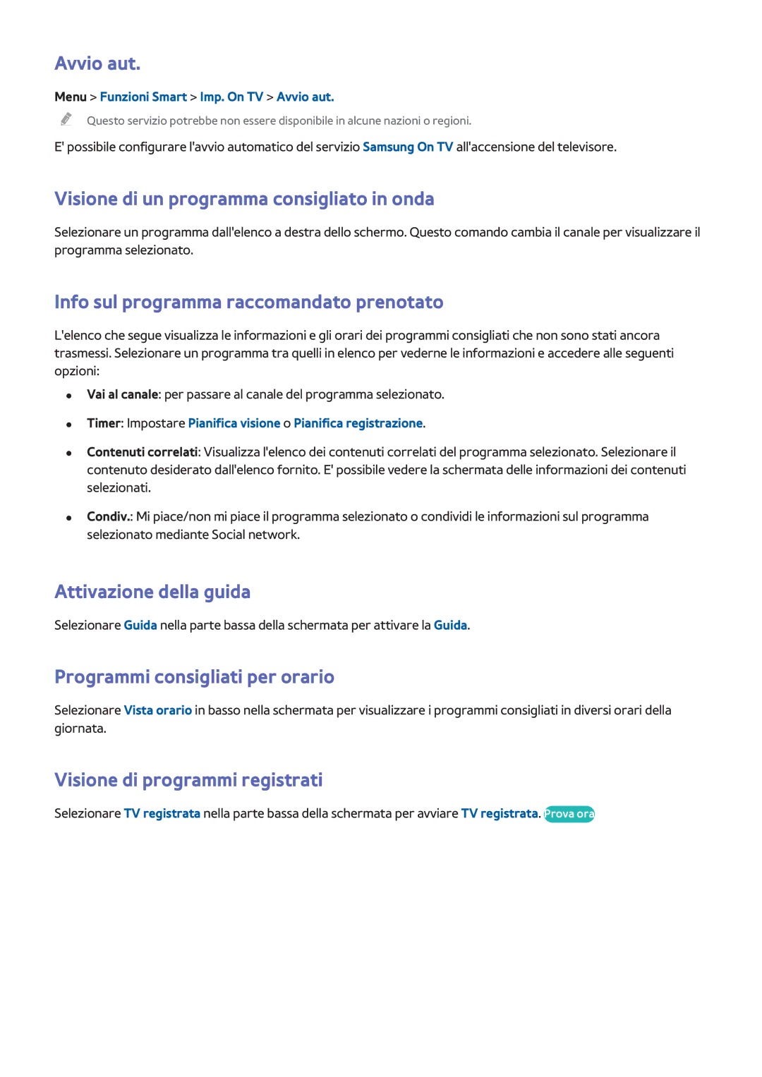 Samsung UE46F7000SLXXH Avvio aut, Visione di un programma consigliato in onda, Info sul programma raccomandato prenotato 