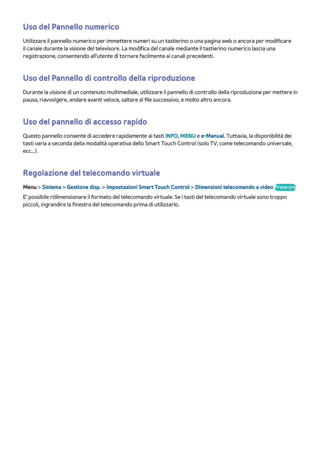 Samsung UE40F8000SLXXN, UE65F9000SLXXC manual Uso del Pannello numerico, Uso del Pannello di controllo della riproduzione 