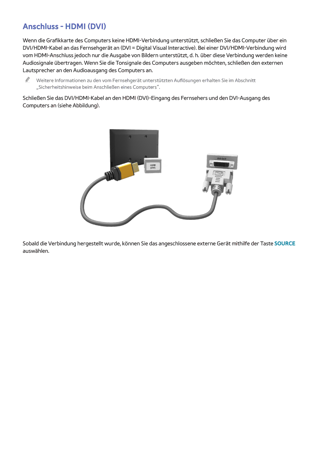 Samsung UE65H8000SLXXH, UE65H8000ALXTK, UE48H8090SVXZG, UE65H8080SQXZG, UE55H8000ALXTK, UE48H8000SLXXC manual Anschluss Hdmi DVI 