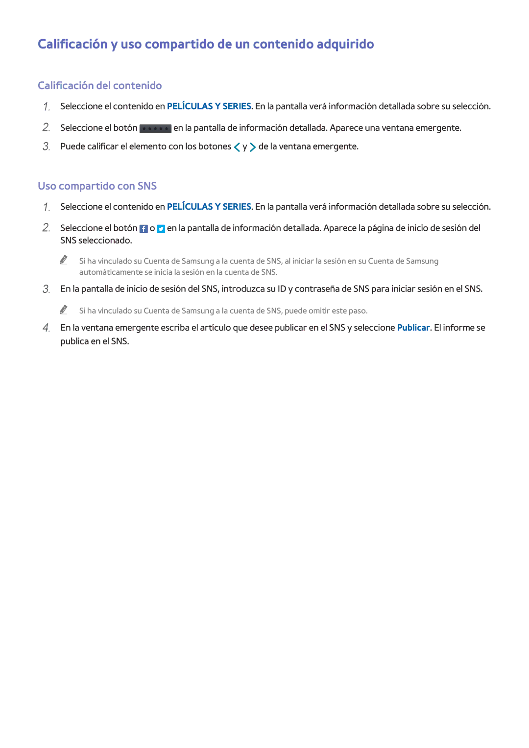 Samsung UE55H8000SLXXC, UE65H8000SLXXH Calificación y uso compartido de un contenido adquirido, Calificación del contenido 