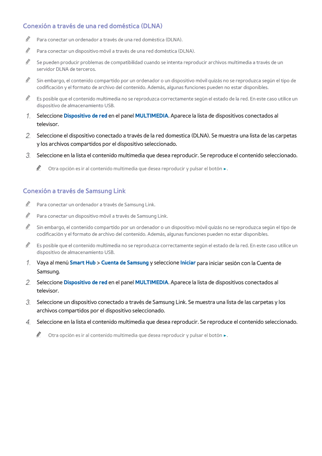 Samsung UE55H8000SLXXH, UE65H8000SLXXH manual Conexión a través de una red doméstica Dlna, Conexión a través de Samsung Link 