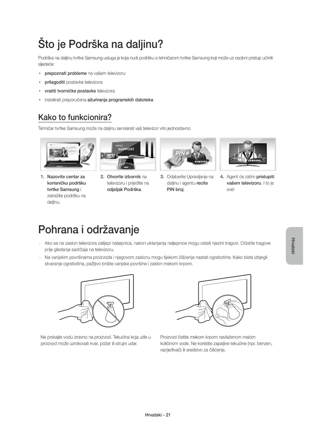 Samsung UE55H8000SLXZF, UE65H8000SLXXH manual Što je Podrška na daljinu?, Pohrana i održavanje, Kako to funkcionira? 