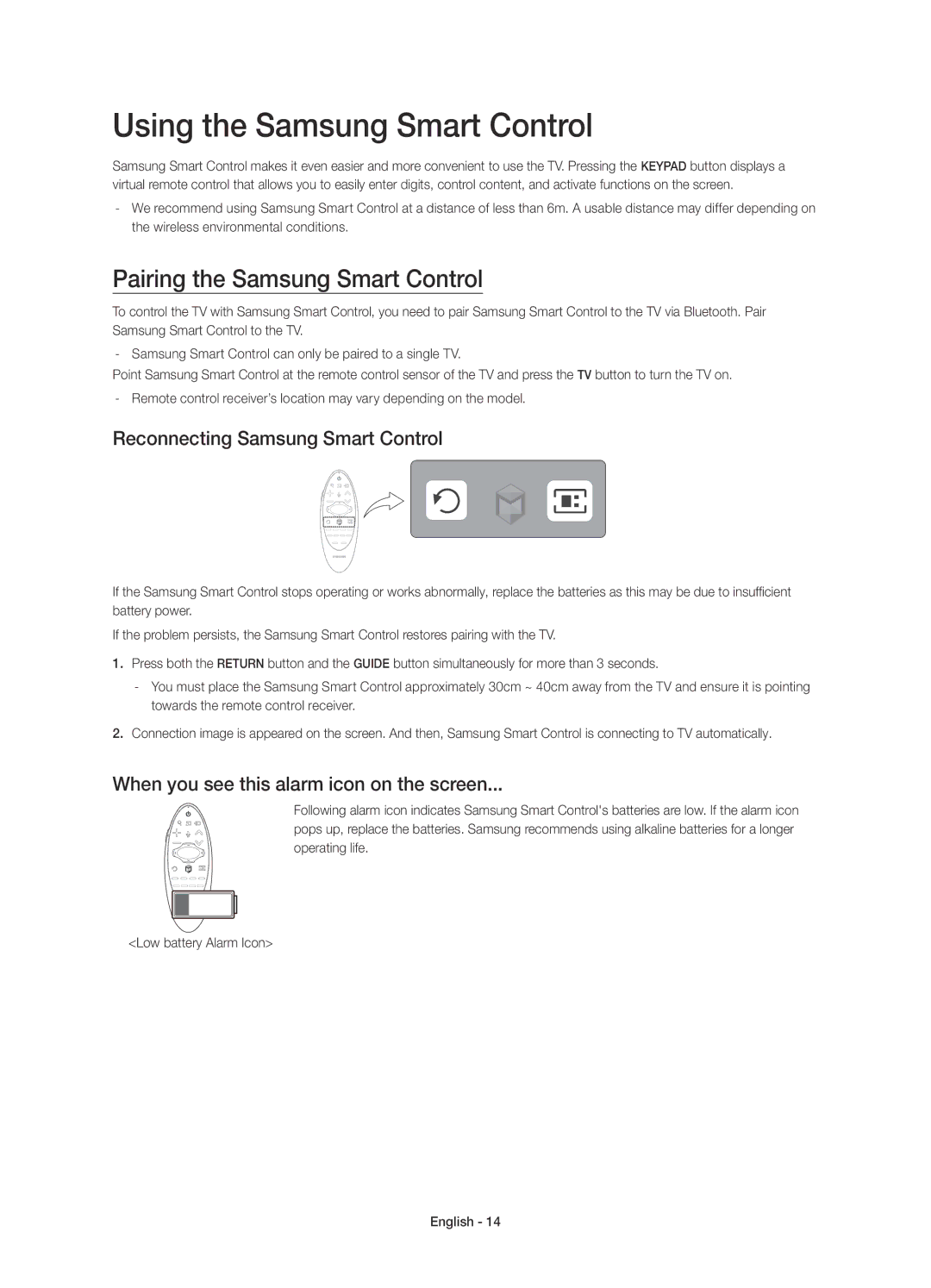 Samsung UE65H8000STXXU, UE65H8000SLXXH, UE48H8000SLXXC Using the Samsung Smart Control, Pairing the Samsung Smart Control 