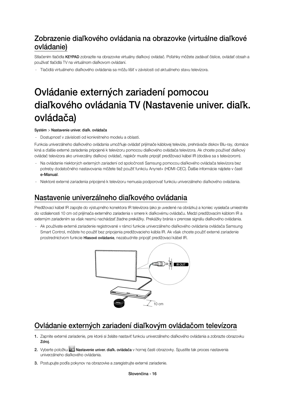 Samsung UE65H8000SLXXN, UE65H8000SLXXH, UE48H8000SLXXC, UE55H8000SLXXH manual Nastavenie univerzálneho diaľkového ovládania 