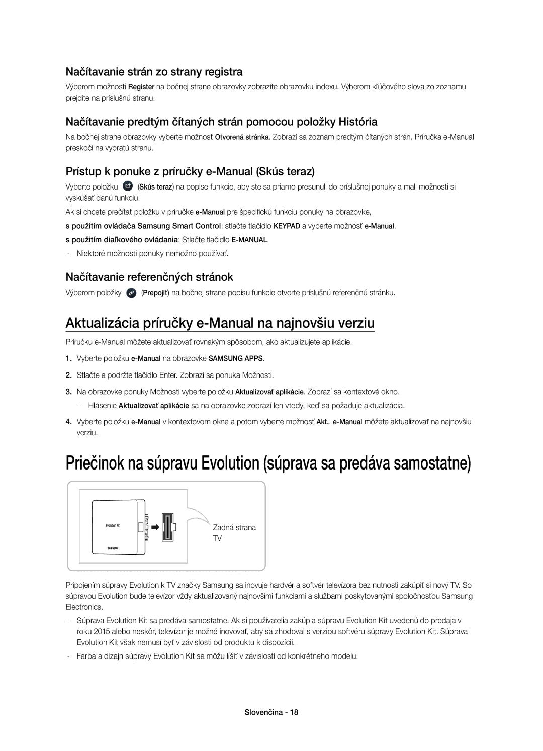 Samsung UE65H8000SLXXC manual Aktualizácia príručky e-Manual na najnovšiu verziu, Načítavanie strán zo strany registra 