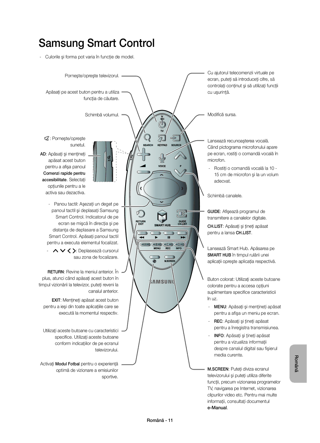 Samsung UE65H8000STXXH, UE65H8000SLXXH manual Schimbă volumul ¢ Porneşte/opreşte sunetul, Panou tactil Aşezaţi un deget pe 