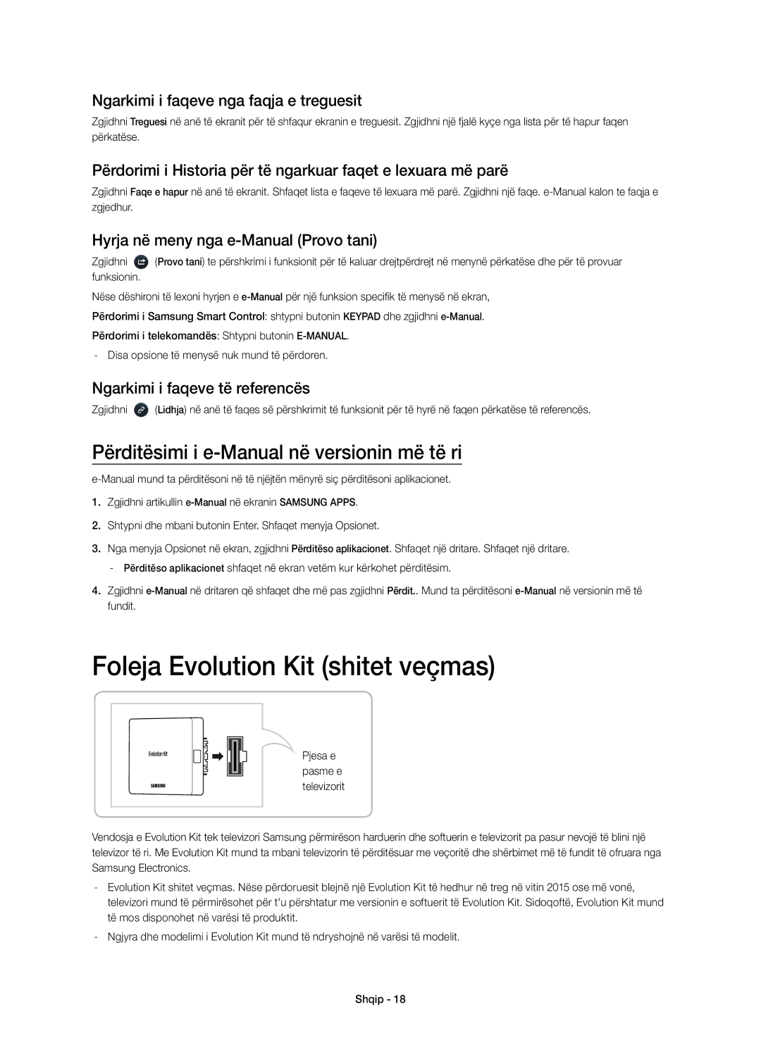 Samsung UE48H8000SLXZF, UE65H8000SLXXH Foleja Evolution Kit shitet veçmas, Përditësimi i e-Manual në versionin më të ri 