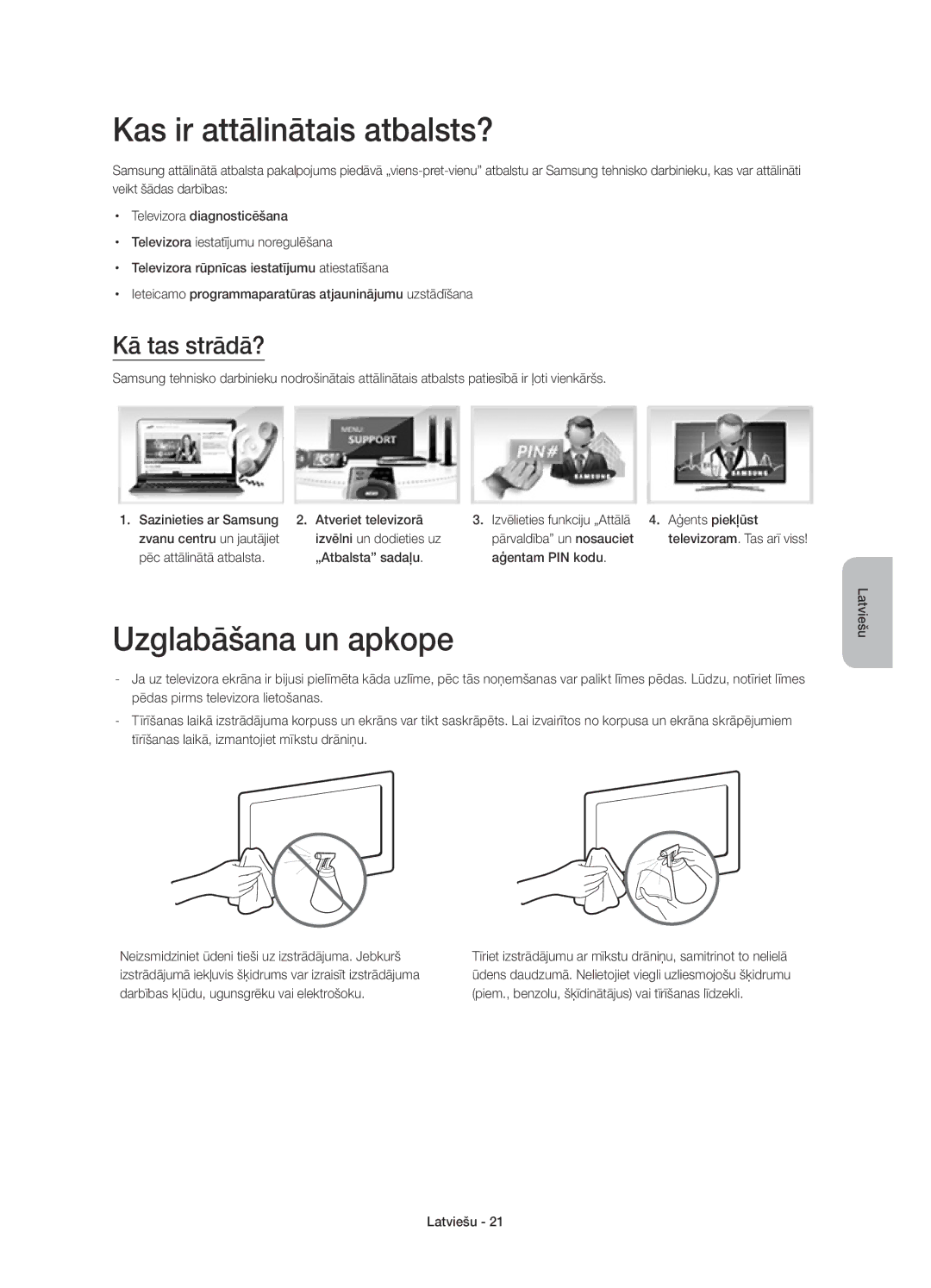 Samsung UE48H8000SLXXC, UE65H8000SLXXH, UE55H8000SLXXH Kas ir attālinātais atbalsts?, Uzglabāšana un apkope, Kā tas strādā? 