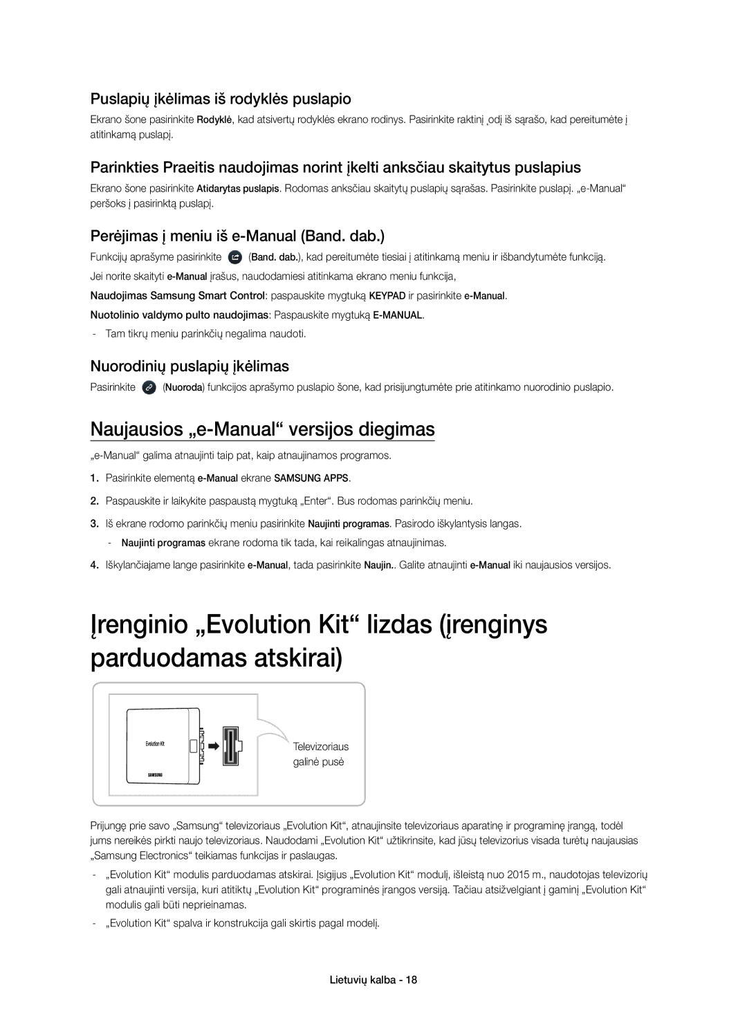 Samsung UE55H8000SLXXH, UE65H8000SLXXH manual Naujausios „e-Manual versijos diegimas, Puslapių įkėlimas iš rodyklės puslapio 