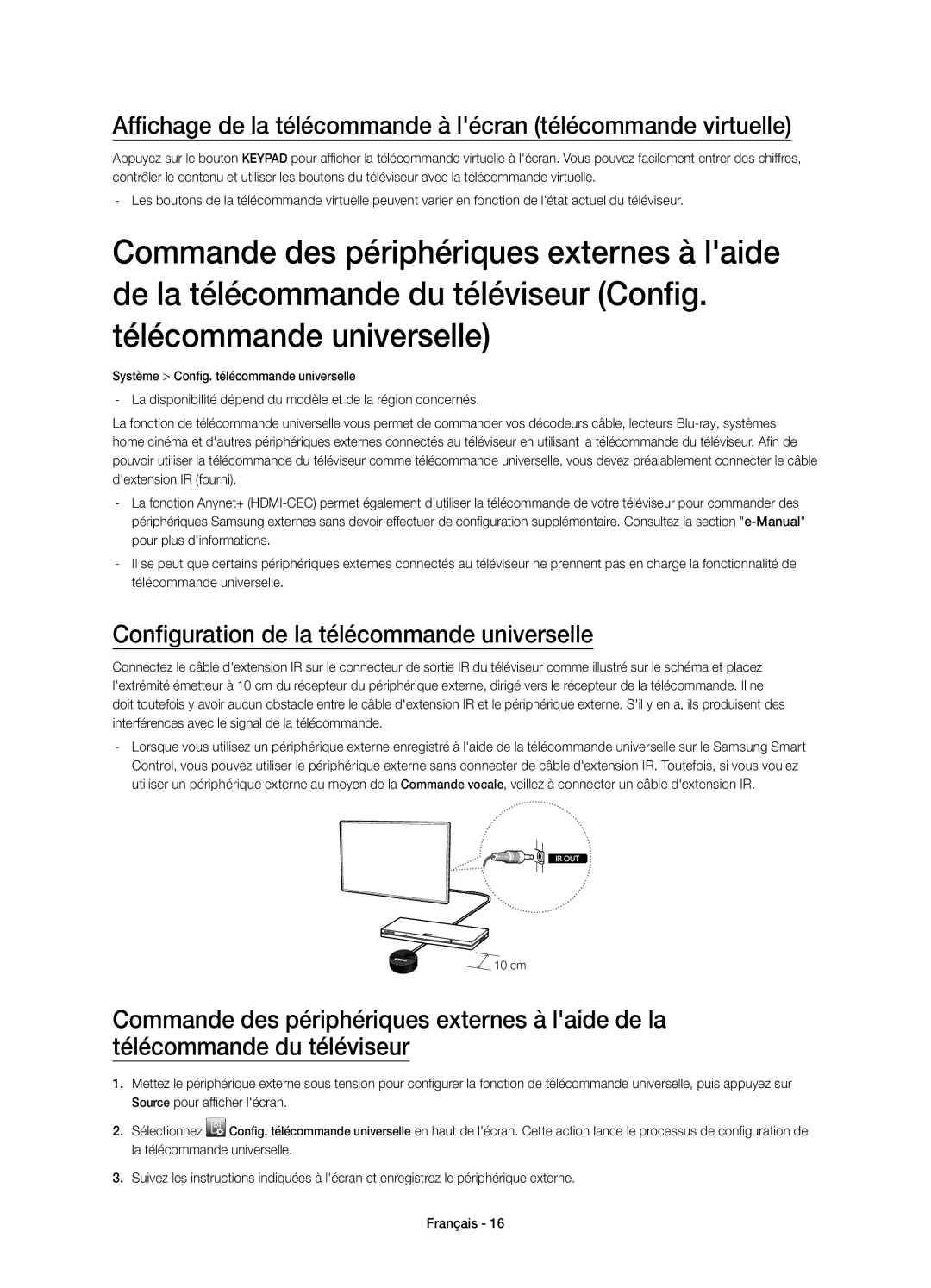 Samsung UE55H8000SLXXH, UE65H8000SLXXH, UE48H8000SLXXC manual Affichage de la télécommande à lécran télécommande virtuelle 