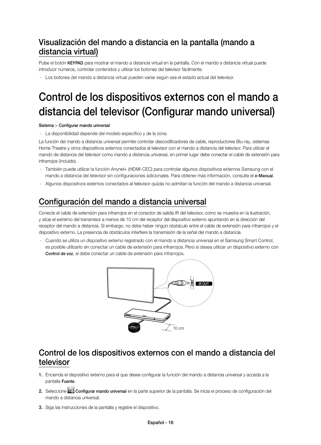 Samsung UE65H8000SLXXH, UE48H8000SLXXC, UE55H8000SLXXH, UE48H8000SLXXH manual Configuración del mando a distancia universal 