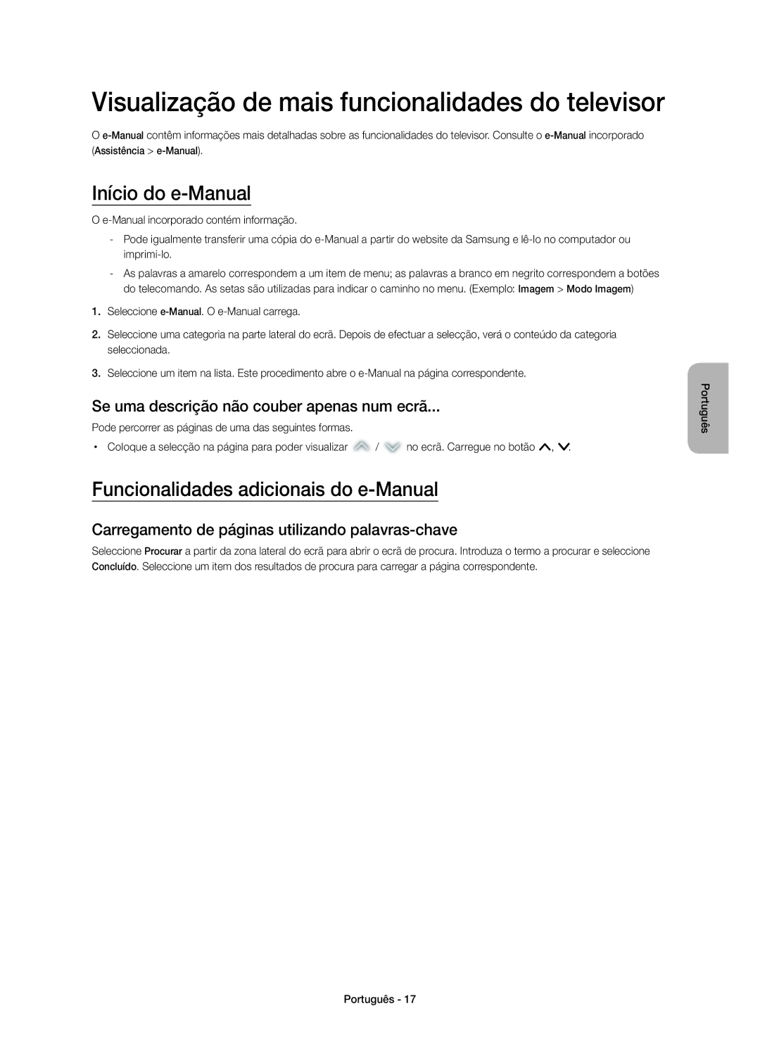 Samsung UE55H8000SLXXC, UE65H8000SLXXH manual Visualização de mais funcionalidades do televisor, Início do e-Manual 