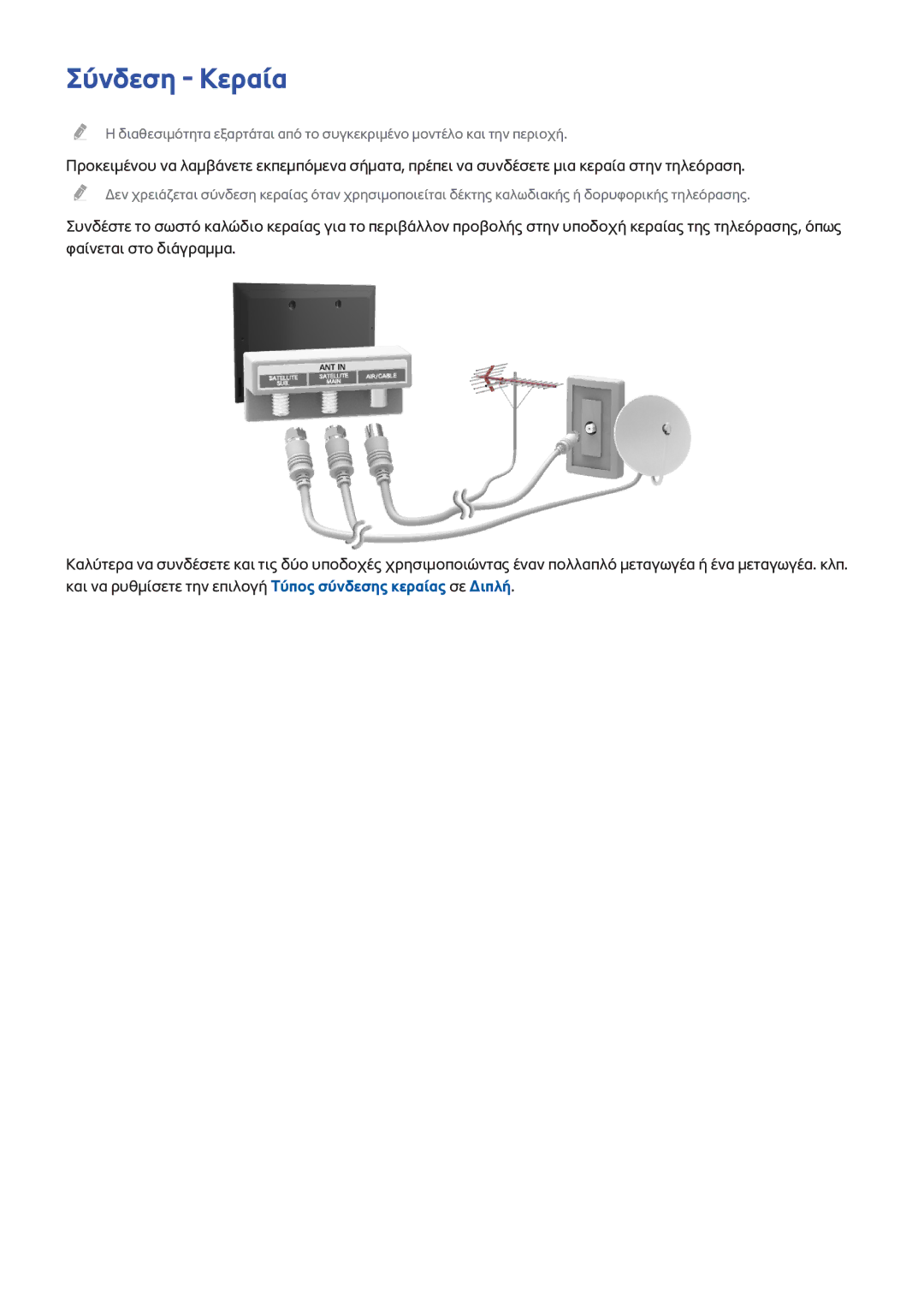 Samsung UE65H8000STXXH, UE65H8000SLXXH, UE55H8000SLXXH, UE48H8000SLXXH, UE55H8000STXXH manual Σύνδεση Κεραία 