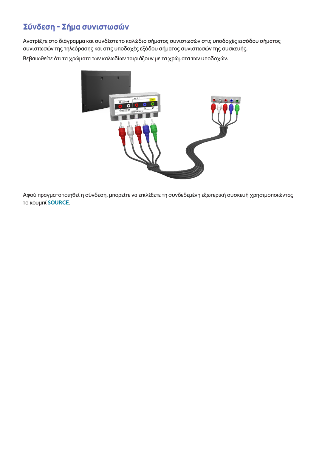 Samsung UE55H8000SLXXH, UE65H8000SLXXH, UE48H8000SLXXH, UE65H8000STXXH, UE55H8000STXXH manual Σύνδεση Σήμα συνιστωσών 