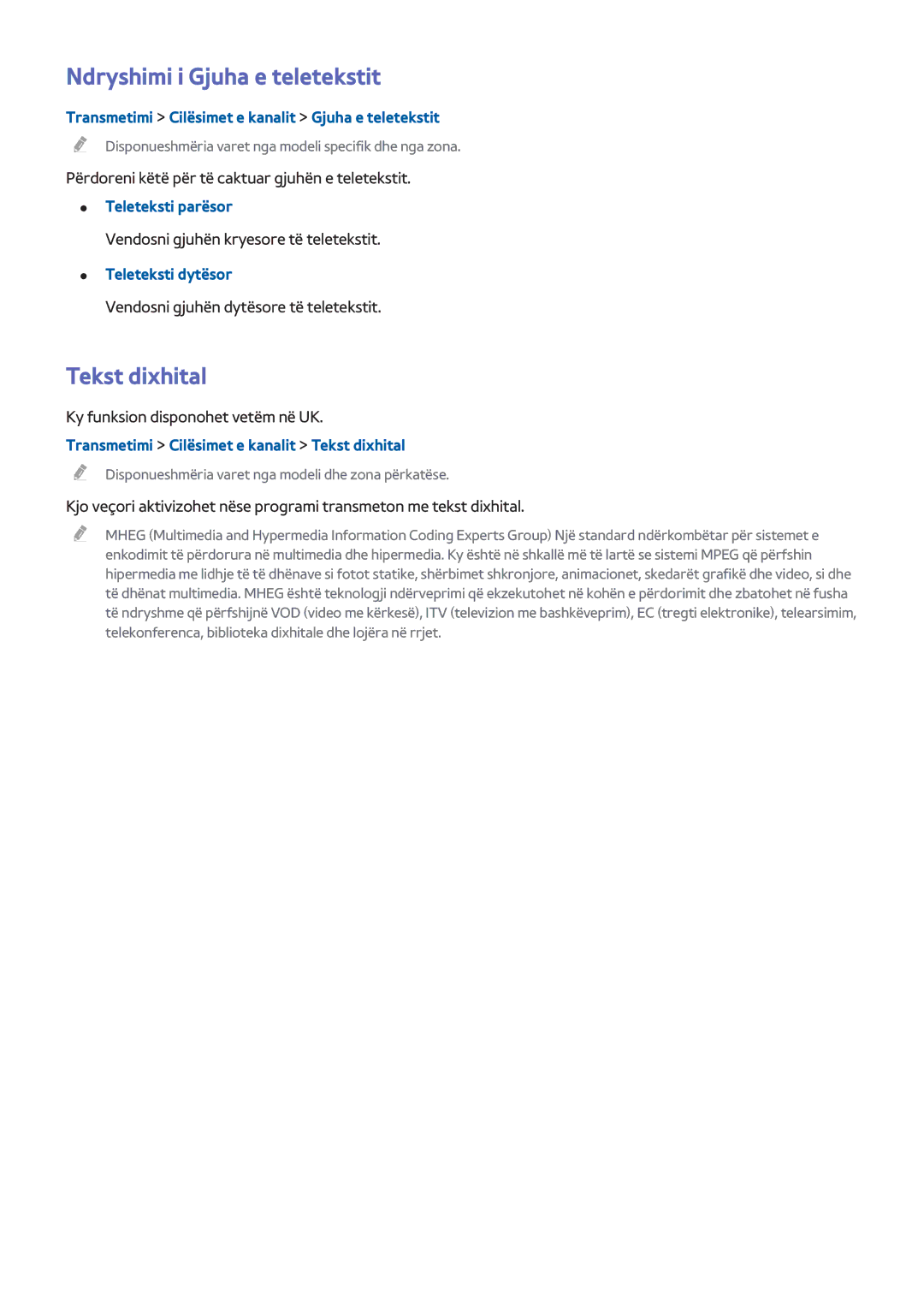 Samsung UE65H8000STXXH, UE48H8000STXXH, UE55H8000STXXH manual Ndryshimi i Gjuha e teletekstit, Tekst dixhital 