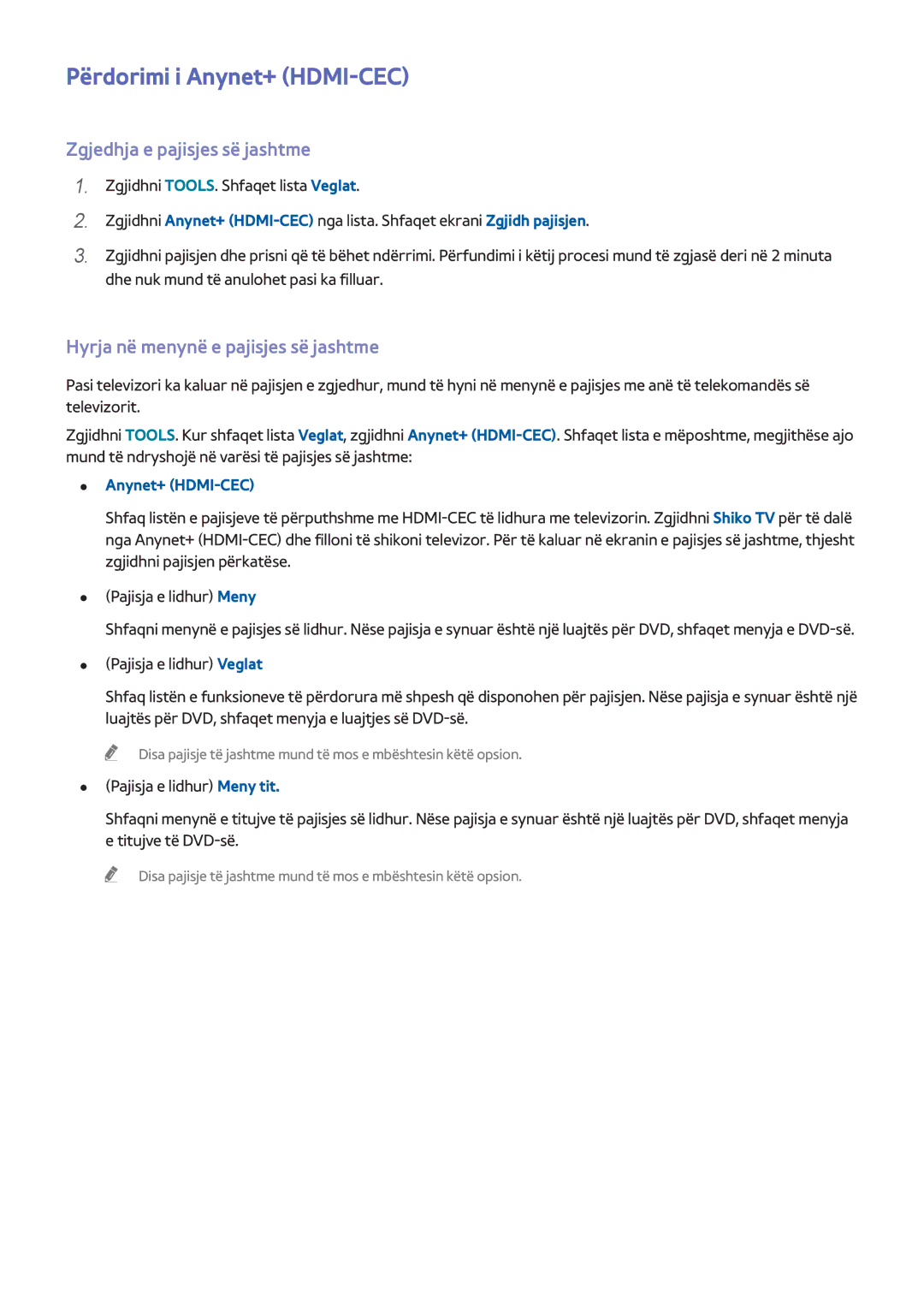 Samsung UE48H8000STXXH Përdorimi i Anynet+ HDMI-CEC, Zgjedhja e pajisjes së jashtme, Hyrja në menynë e pajisjes së jashtme 