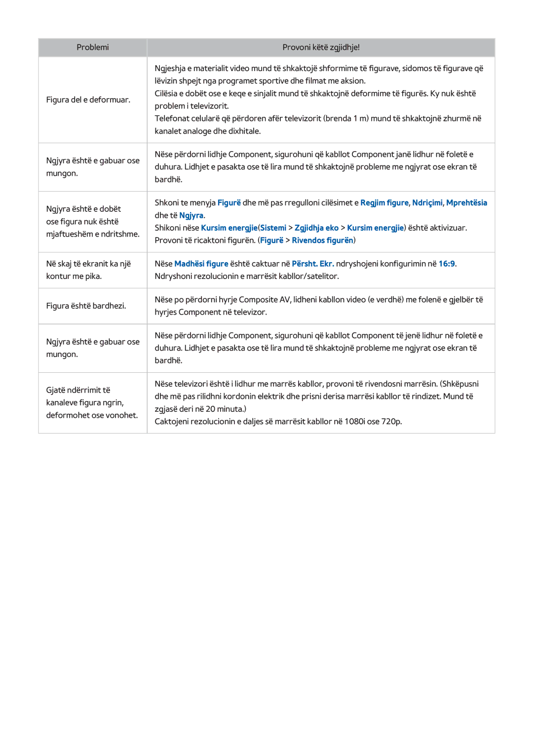 Samsung UE48H8000STXXH, UE65H8000STXXH, UE55H8000STXXH manual Dhe të Ngjyra 