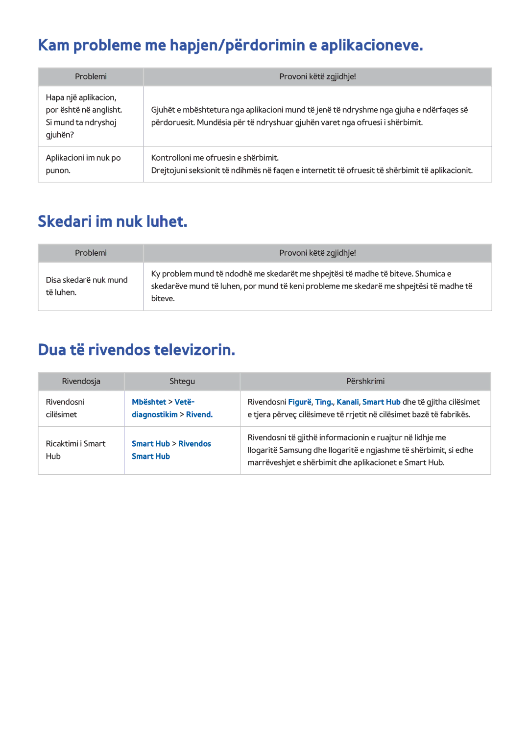 Samsung UE55H8000STXXH, UE65H8000STXXH manual Kam probleme me hapjen/përdorimin e aplikacioneve, Skedari im nuk luhet 